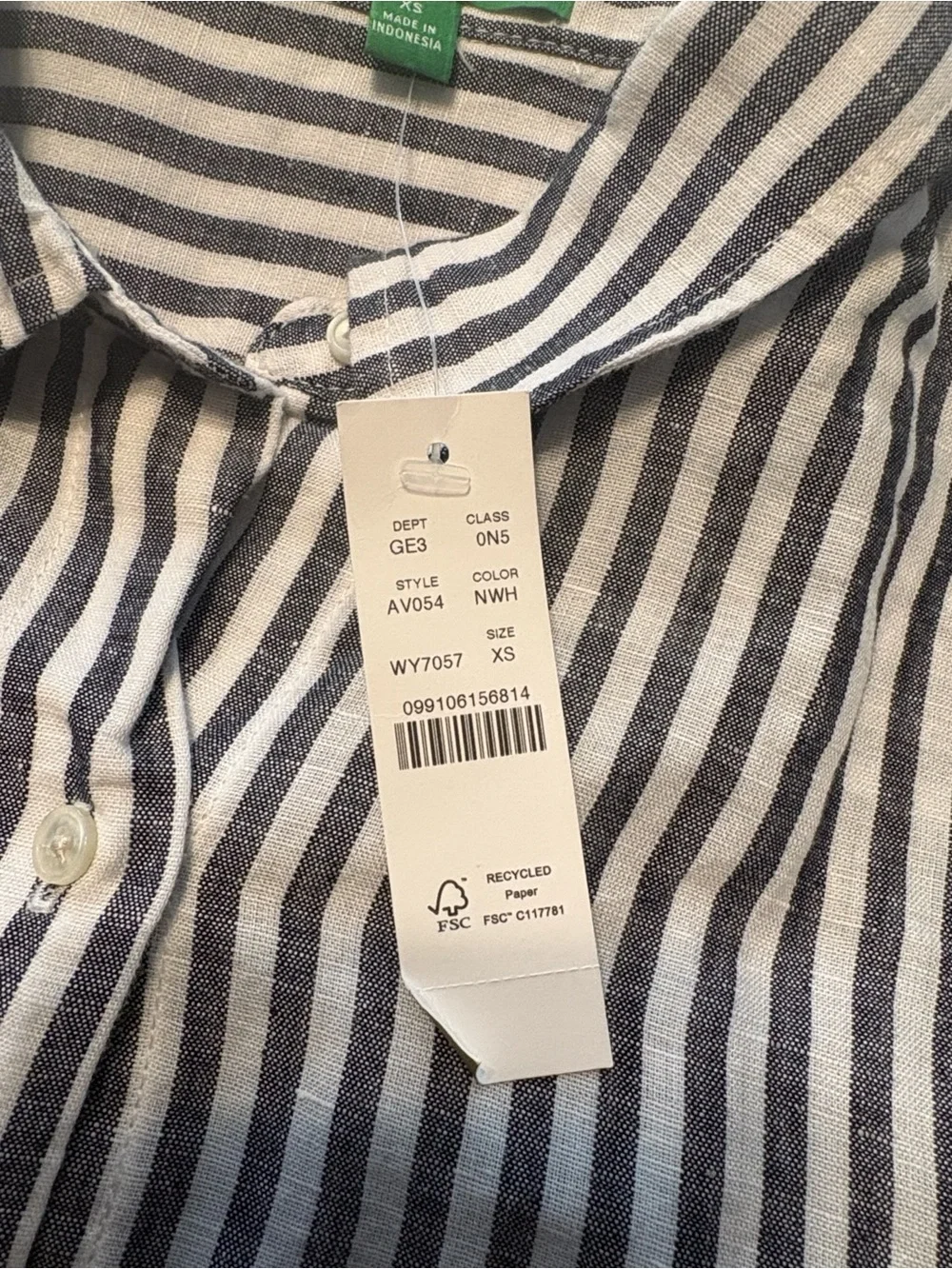 J. Crew Classic Fit Beach Shirt in Striped Linen Cotton Blend XS Gray White NWT